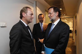 Fabra y Rajoy, en la sede nacional del PP