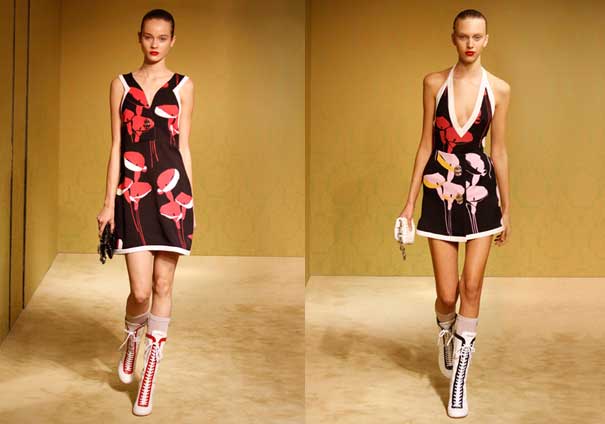 Miuccia Prada y ese mix entre el vestidito y la zapatilla de inspiración deportiva