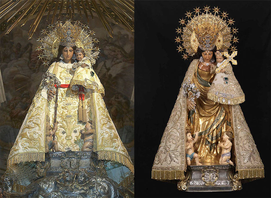 La Virgen antes (foto Manolo Guallart) y después (foto IVACOR).