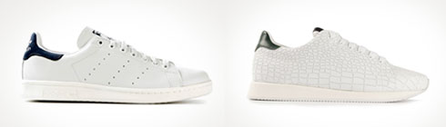 Clásico model Stan Smith de Adidas y la versión en piel de cocodrilo del diseñador Kris Van Assche