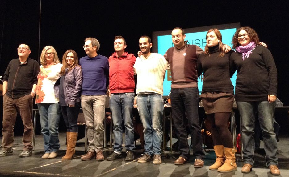 Los candidatos a las europeas de Compromís con Jordi Sebastià, el cuarto por la izquierda
