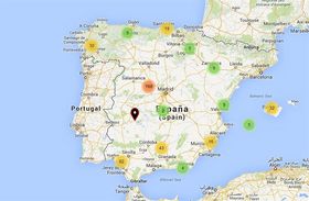 Mapa con los puntos negros de las carreteras españolas
