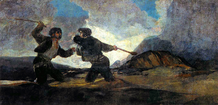 Pie de foto: Duelo a garrotazos (1820 - 1823), de Goya