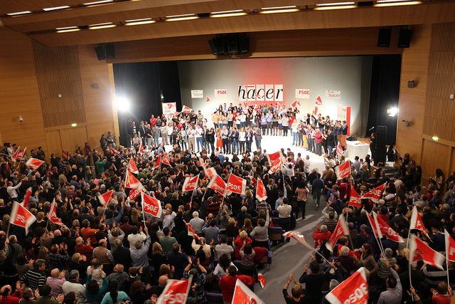Panorámica de la sala del Palacio de Congresos este domingo en el acto del PSOE