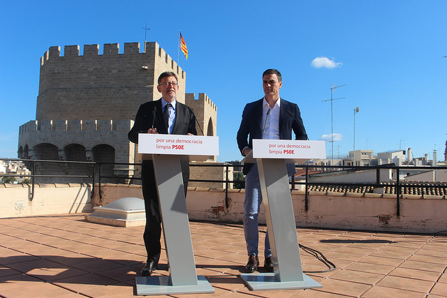 Ximo Puig y Pedro Sánchez en rueda de prensa conjunta en Valencia