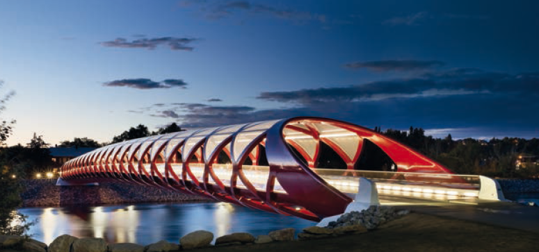 Puente en Calgary, muy criticado en la fase de proyecto pero premiado tras su inauguración