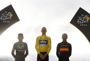Alexander Nairo Quintana, Christopher Froome y Alejandro Valverde, en el podio de la 102ª edición del Tour de Francia