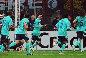 El Barça celebra el primer gol 