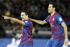 Xavi celebra su gol
