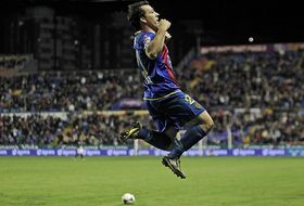 Rubén celebra su gol