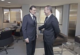 Rajoy y Fabra juntos ayer en la sede del PP