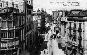 La calle Barcas en 1929, vista desde el Banco de Valencia
