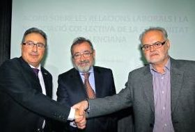 P. Molina (CCOO), J.V. González (Cierval) y C. Hernández (UGT)