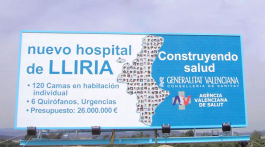Valla promocional del hospital de Llíria