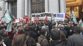 Protesta de empleados de banca ante el Banco de España