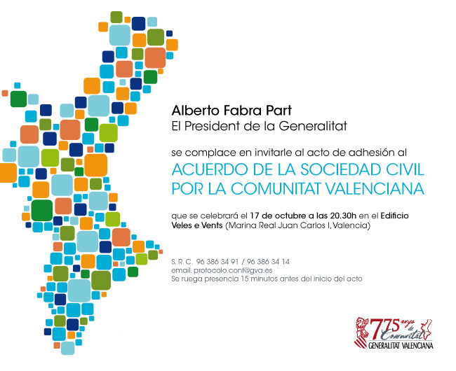 Invitación al acto convocado por Presidencia de la Generalitat