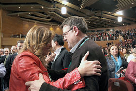 Ximo Puig junto a Susana Díaz, en el congreso del PSOE de Andalucía