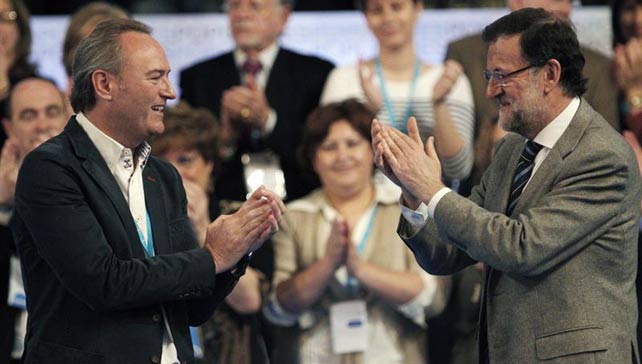 Alberto Fabra y Mariano Rajoy durante un mitin