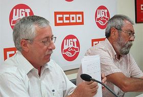 Ignacio Fernández Toxo (CC OO) y Cándido Méndez (UGT)